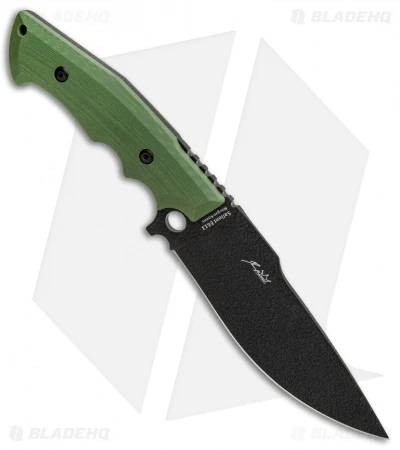 Kizer Cutlery Salient Fixed Blade Knife Green G-10 (6.25" Black) E613 - Image 2