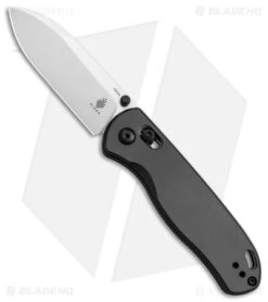 Kizer Azo Drop Bear Clutch Lock Knife Black Aluminum (3.15" Satin) V3619C1