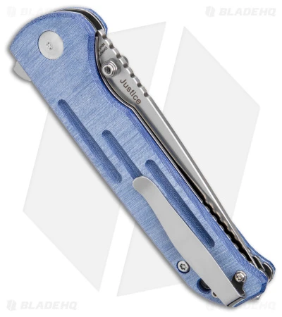 Kizer Justice Liner Lock Flipper Knife Denim Micarta (3.75" N690 Satin) - Image 3