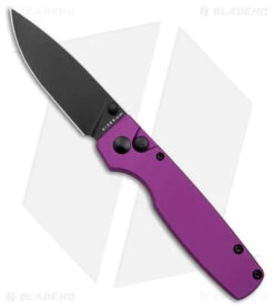 Kizer Vanguard Original Button Lock Knife Purple Aluminum (3" Black)