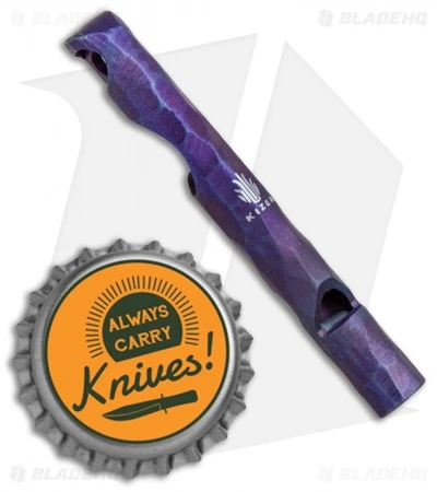 Kizer Siren 1 EDC Whistle Bottle Opener Keychain - Purple Sculpted Ti - Image 3