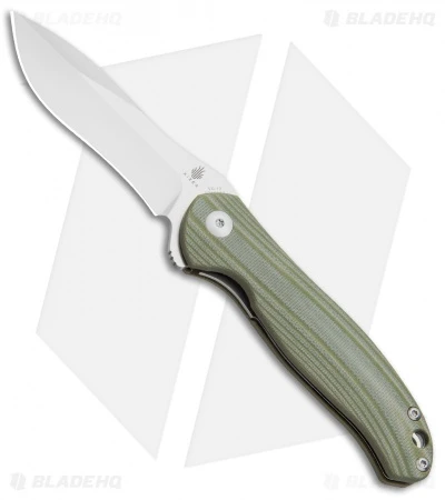 Kizer Vanguard Cucchiara Bad Dog Flipper Knife Green G-10 (3" Stonewash) V3463A2