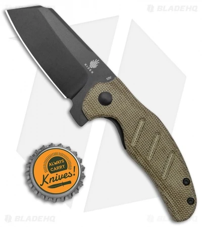 Kizer Vanguard Mini Sheepdog Knife Green Micarta (2.6" Black CPM-10V) - Image 4