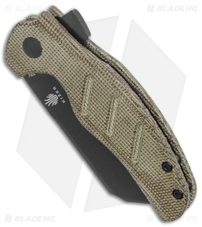 Kizer Vanguard Mini Sheepdog Knife Green Micarta (2.6" Black CPM-10V) - Image 2