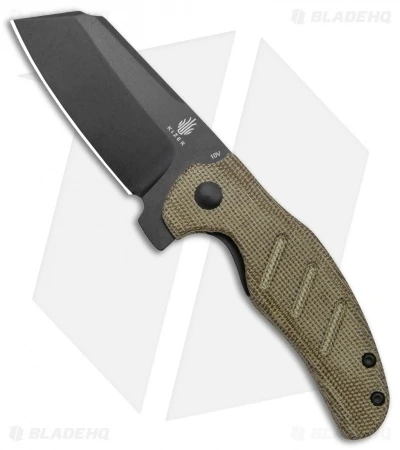 Kizer Vanguard Mini Sheepdog Knife Green Micarta (2.6" Black CPM-10V)