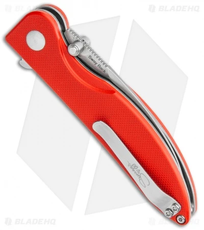 Kizer Vanguard Swaggs Swayback Button Lock Knife Red G-10 (3" Stonewash) V3566N3 - Image 3