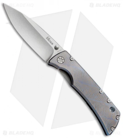 Kizer Folding Knife Blue Anodized Titanium (4" Stonewash) Ki4424A2