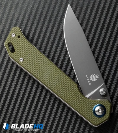 Kizer Azo Vanguard Series Begleiter Knife Green G-10 (3.5" Gray) V4458A2 - Image 4